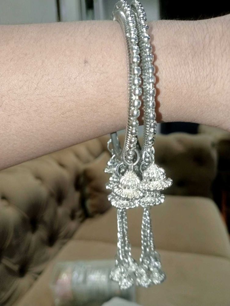 Silver Oxidised Latkan Kada