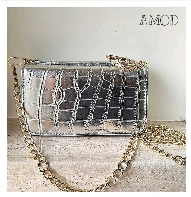 Universal Silver And Gold Croc Sling