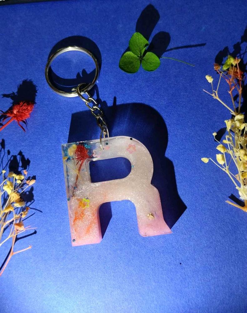 Resin Initial Keychain