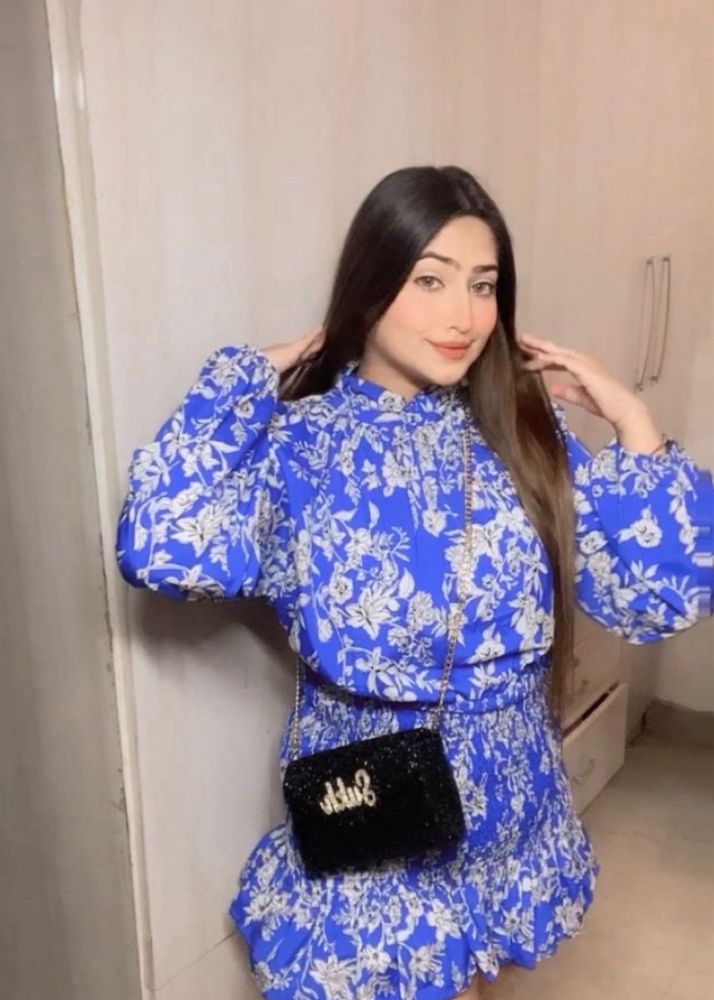 Blue Floral Mini Dress