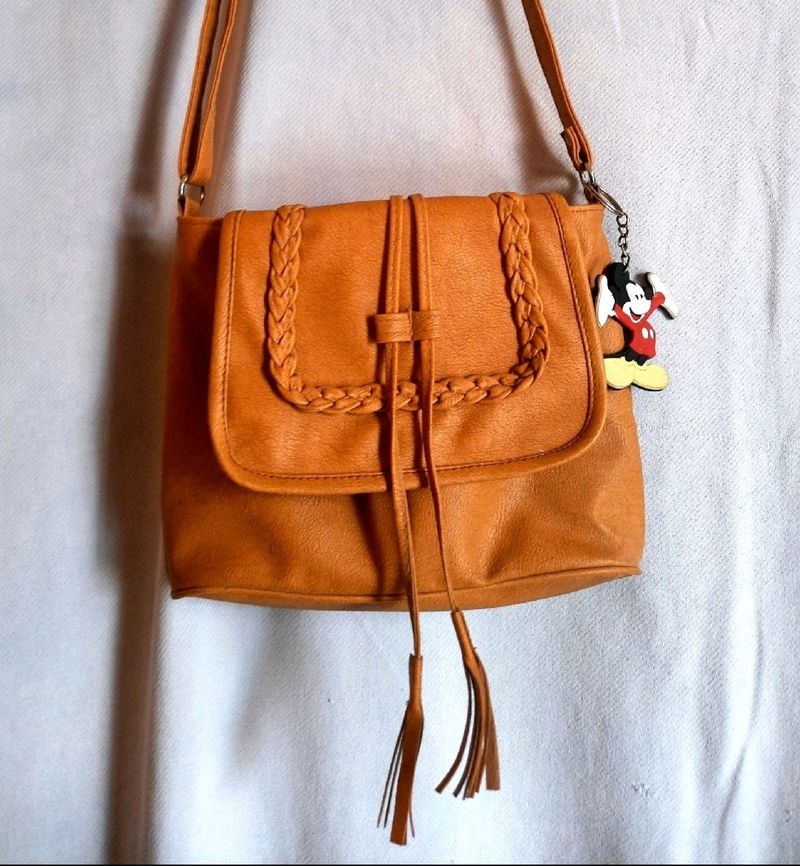 Sling Bag With Mickey Keychain