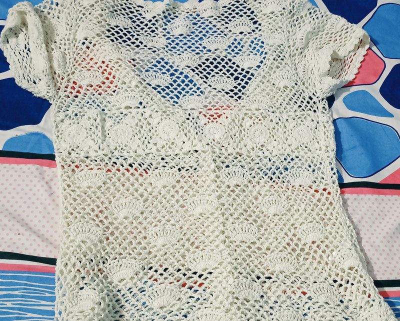 White Crochet Top
