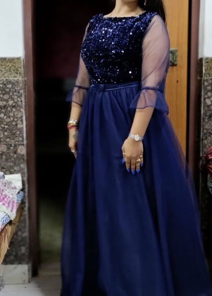 Party Wear Blue Sequence Gown