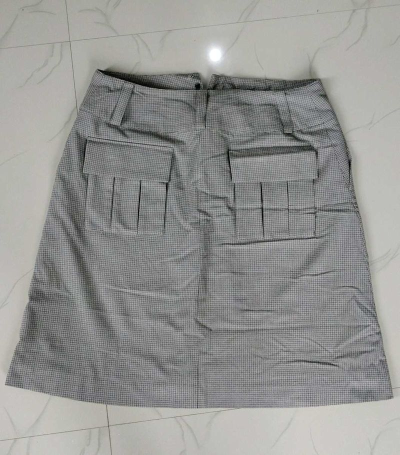 Checked Mini Skirt with Cargo Pockets