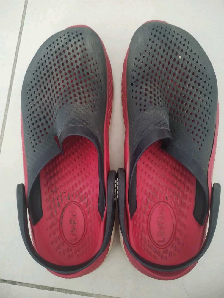 Red &amp; Black Flip Flops- crocs brand