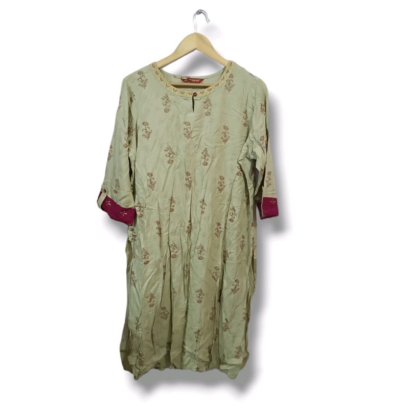 Avaasa Khaki Jari And Printed Kurta (Women&#39;s)