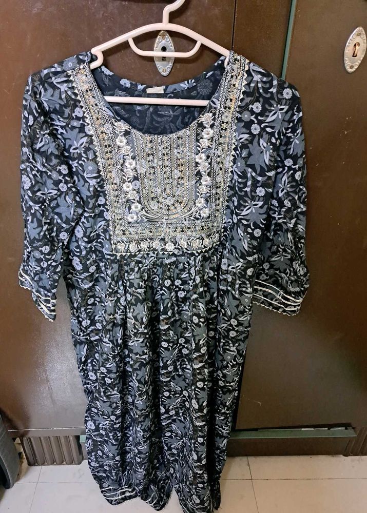 3 Pc Kurti Set Grey