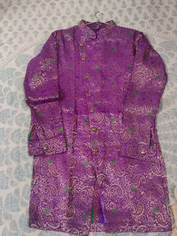 Purple Paisley Indo West Kurta &amp; Balloon Bottom