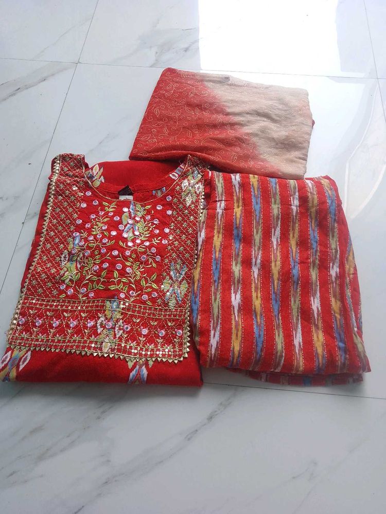 Elegant Red Embroidered Kurta Set
