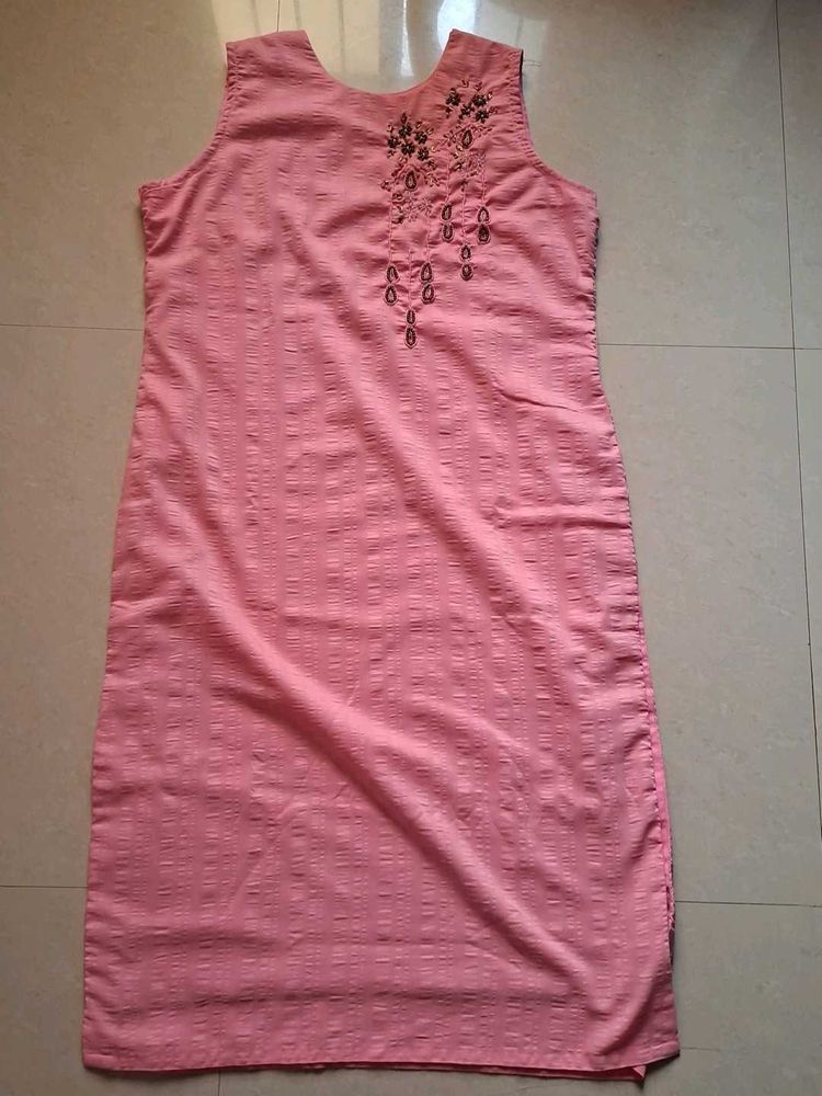 Peach Embroidered Kurta