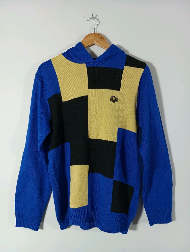 Men Dark Blue Woollen Hoodie | Chest 42| Length 26