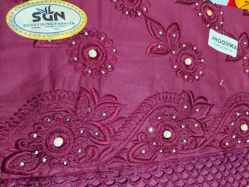 Plum Colour Beautiful Churidar Material