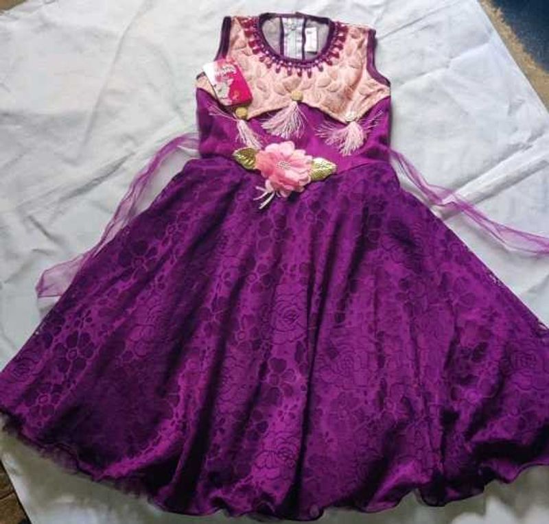 Purple Floral Girl&#39;s Party Dress