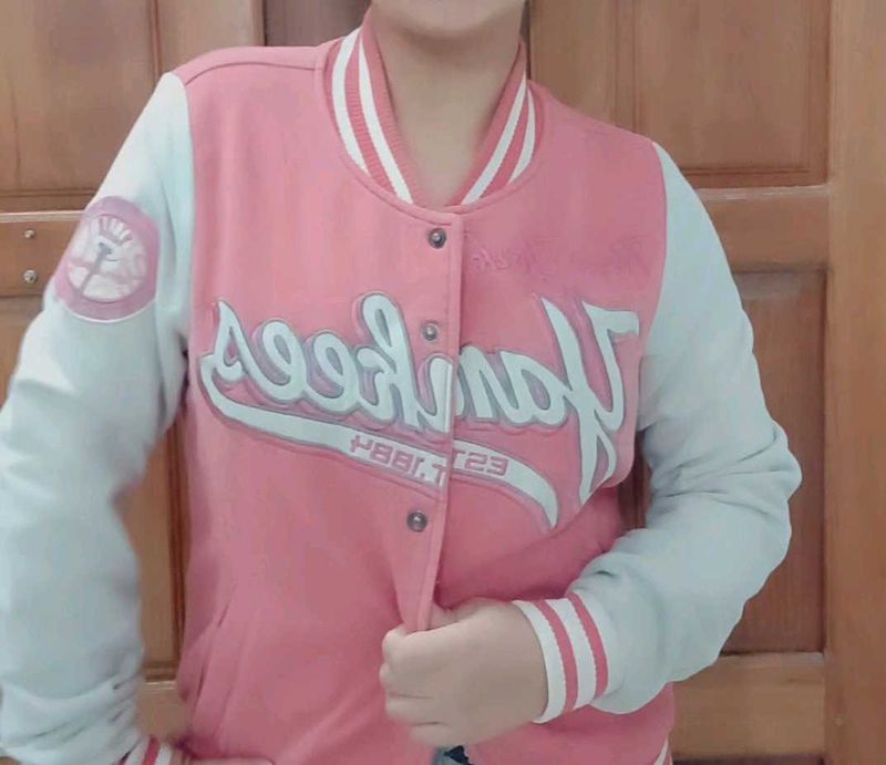 Pink New York Yankees Varsity Jacket+1🆓hand Bag