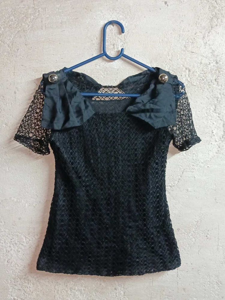 Girl's Elegant Lace Top Layered Black 🖤