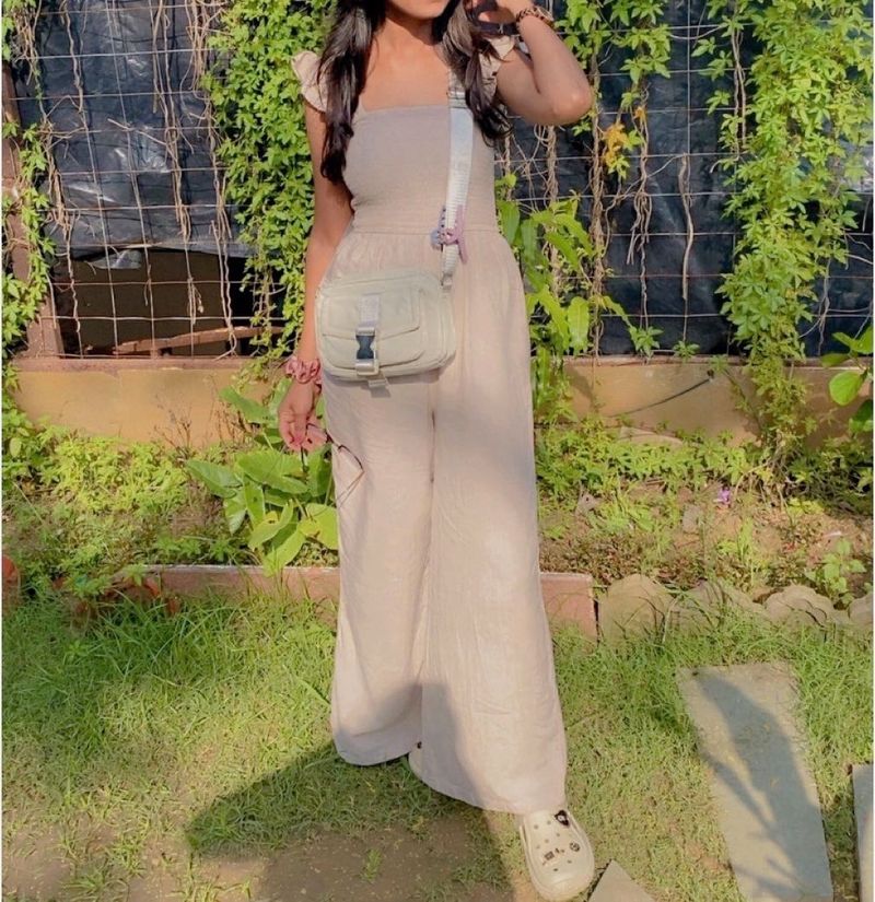 Cute Beige Sundress jumpsuit