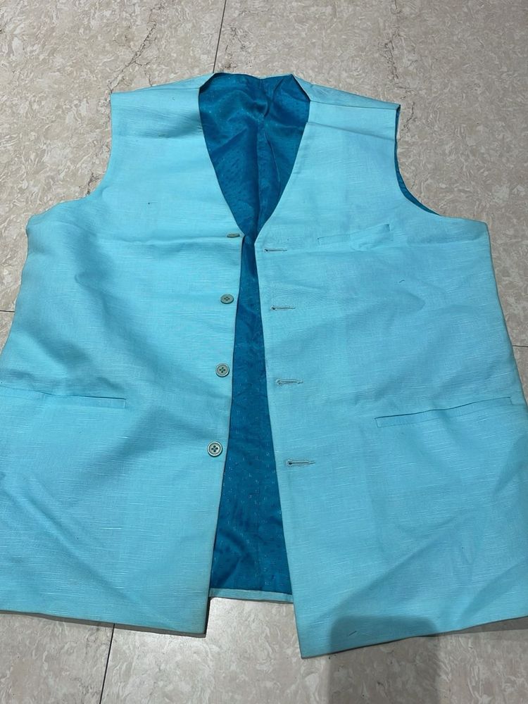 Blue Vest And Kurta Pajama Set