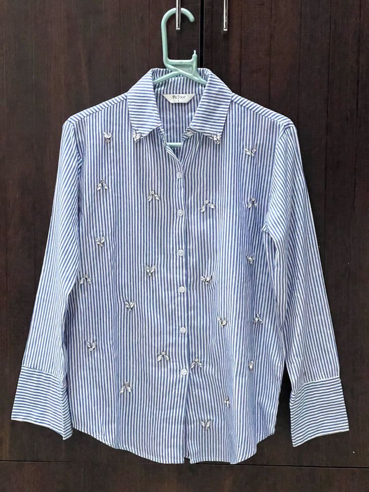 ZARA dupe brand new sequined striped shirt💎