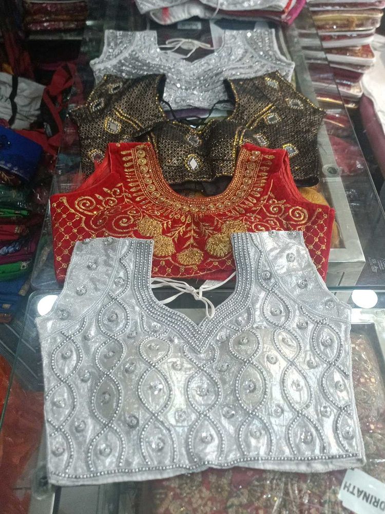 Embroidered Sari Blouses 4pc Combo