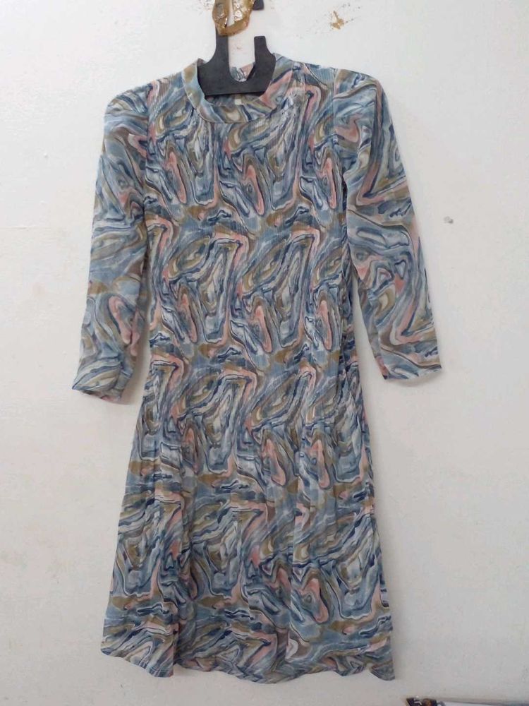 Marble Print Midi Dress