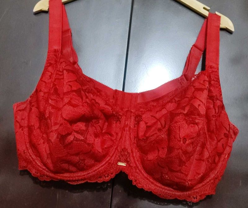 Red 🔴Lace Net Bra For 46 Bust