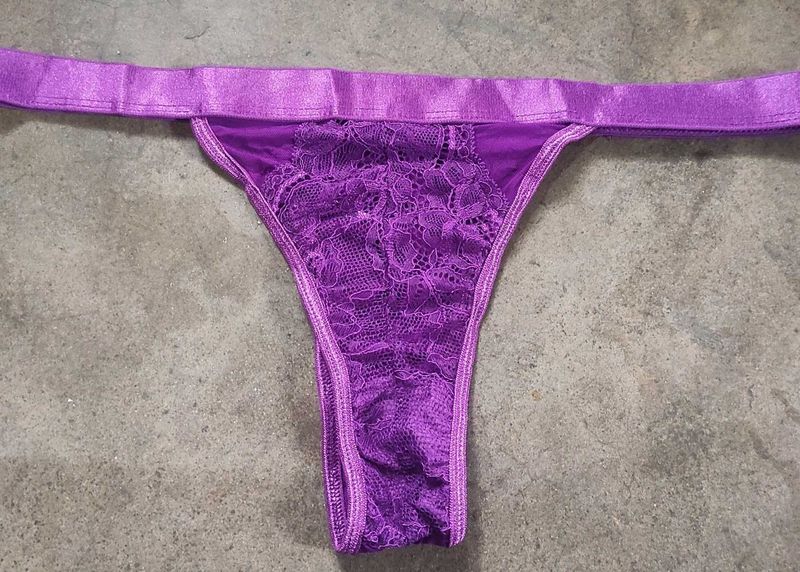 Purple Lace Thong