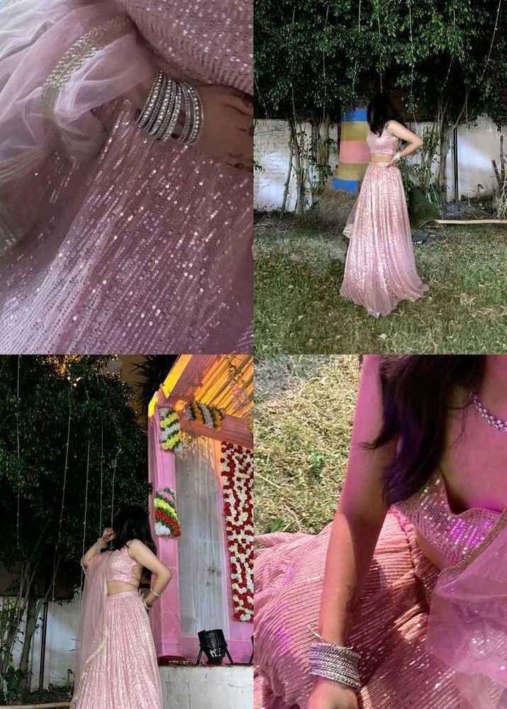 Pink Sequin Lehenga Choli Set