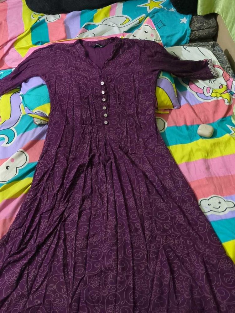Purple Patterned Maxi Dress