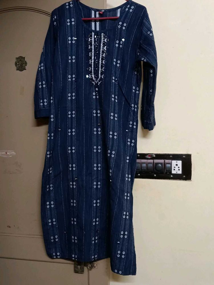 Blue Printed Kurta Set