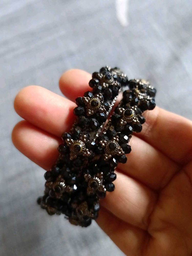 Black Beaded Bangles