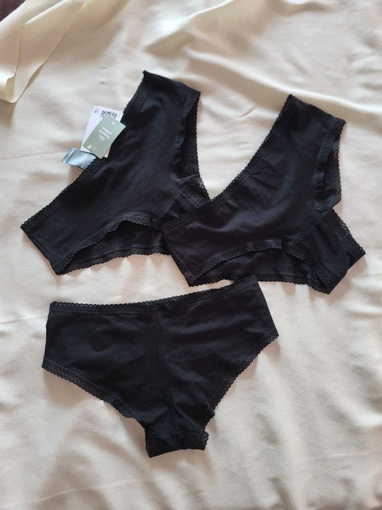 H&amp;M Lace Trimmed Cotton Hipsters Set Of 3/ Size-M
