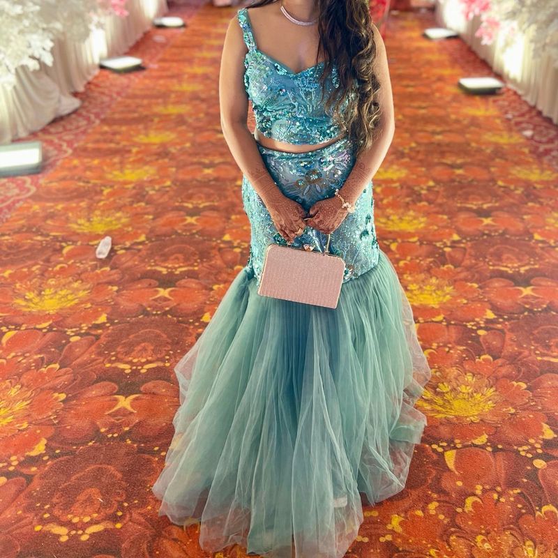 Aqua Sequin Lehenga Choli