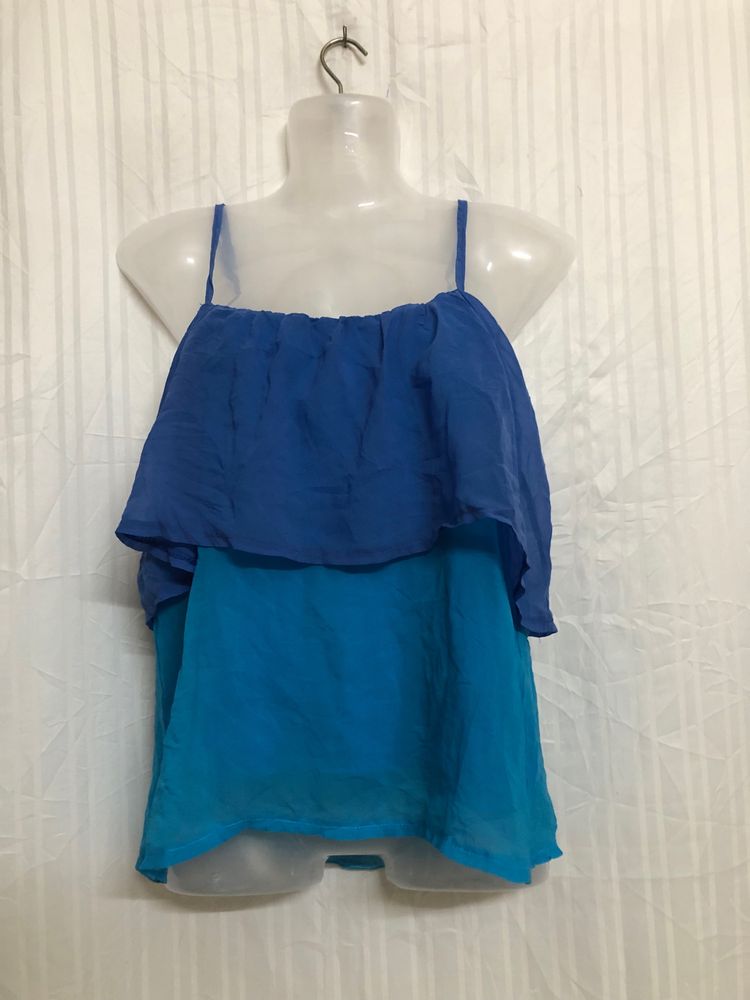 La Voila Blue Sleeveless Top