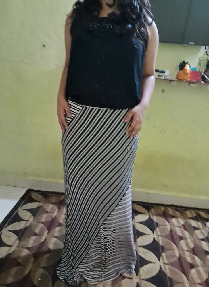 COMBO OF 2 | STYLISH BLACK TOP &amp; FULL LENGTH SKIRT
