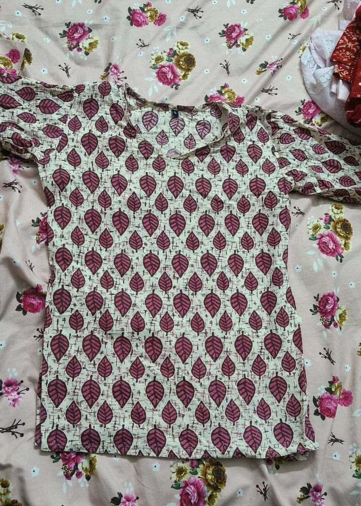 Leaf Print Short Kurti