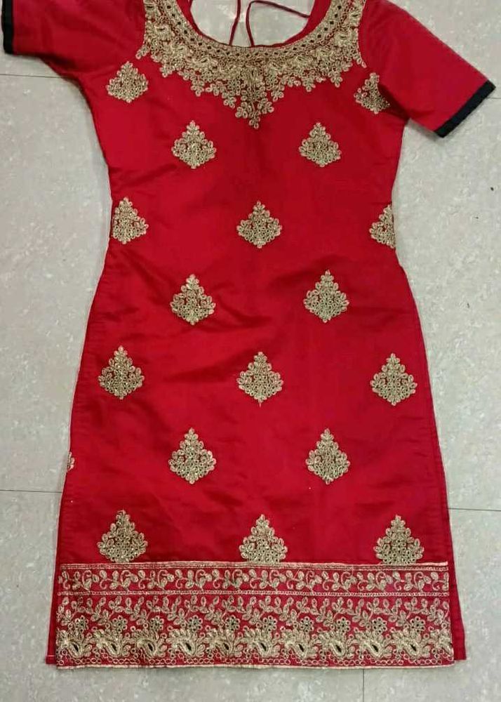 Lovely Embroidery Red Churider Black Patiala Pant