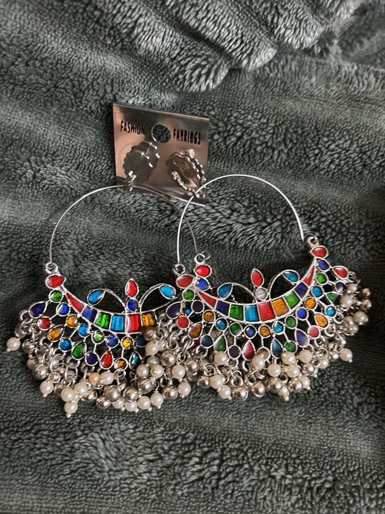 Colorful Hoop Dangle Earrings