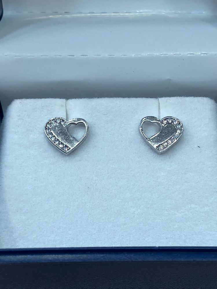 925 Italian silver earrings with heart shape