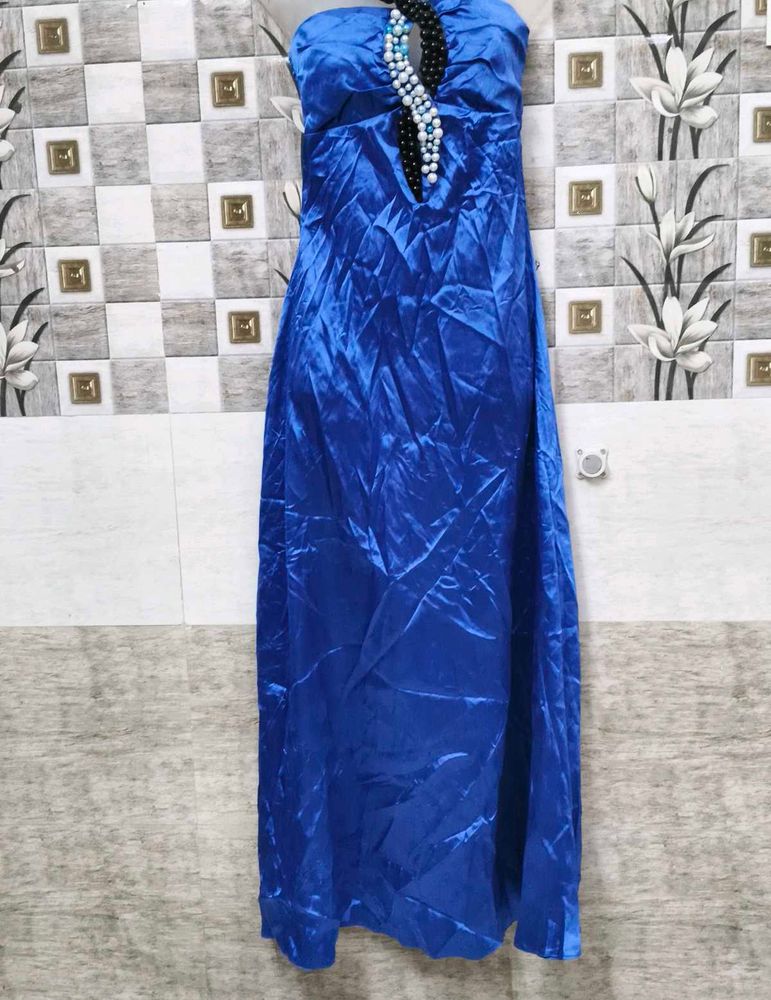 Blue Strapless Maxi Dress