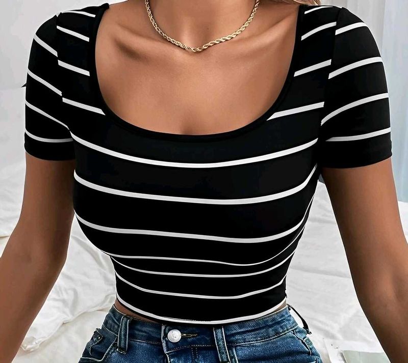 Black &amp; White Crop Top