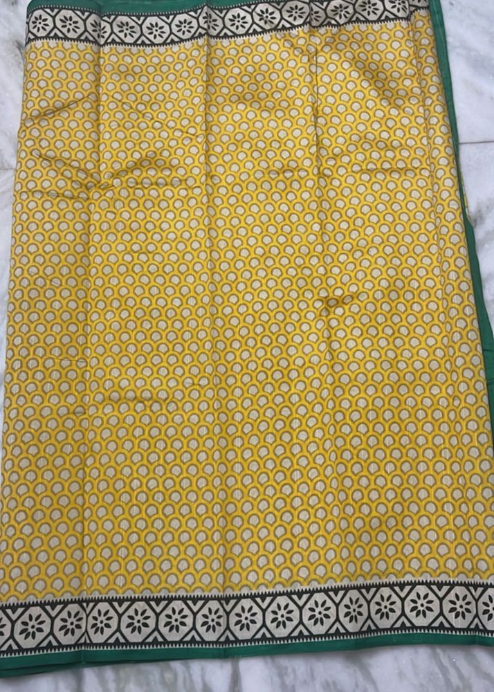 Yellow cotton silk saree