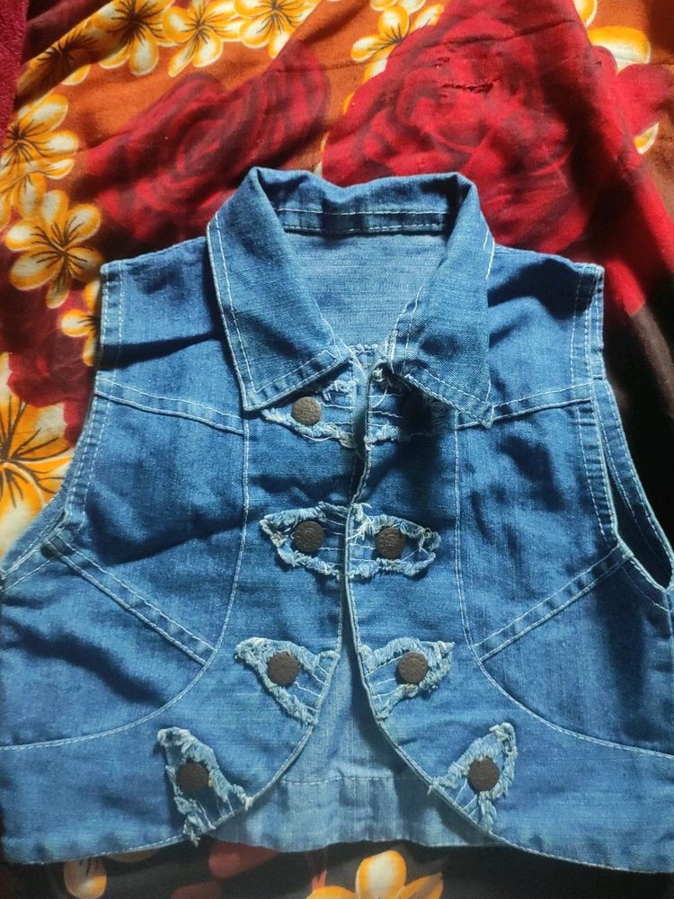Blue denim Crop Jacket
