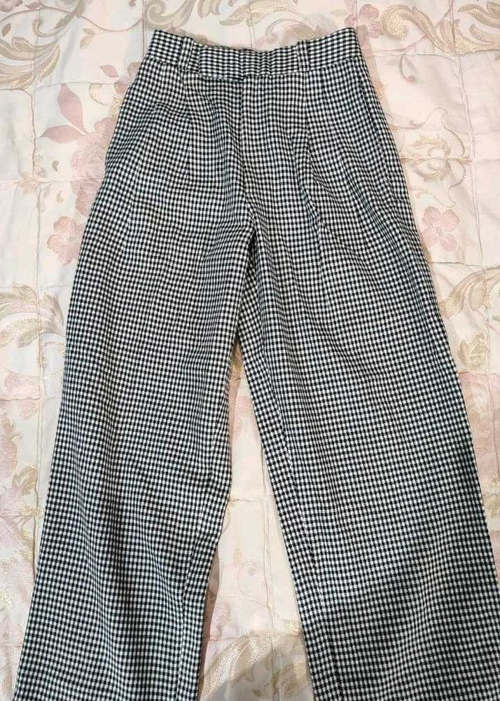 Gingham High-Waisted Pants
