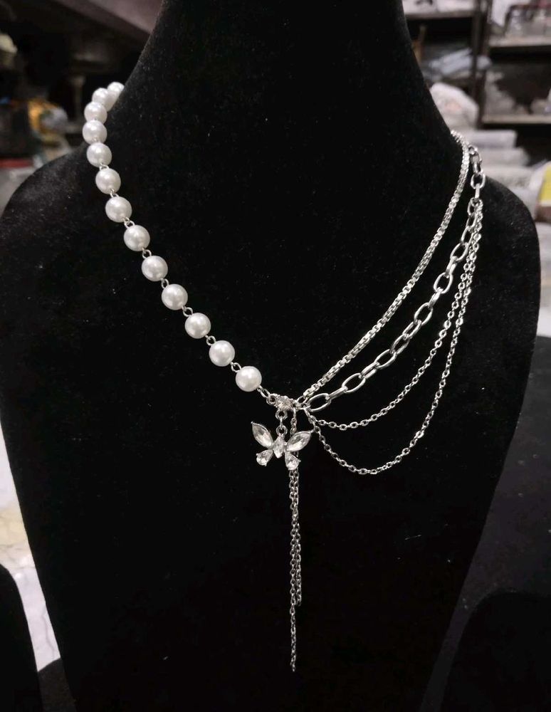 Forest Fairy Silver Rhinestone Layered Necklaces