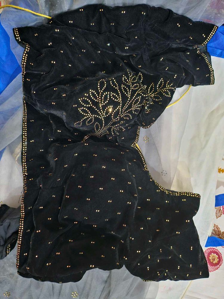Black Velvet Lehenga Embellished Design