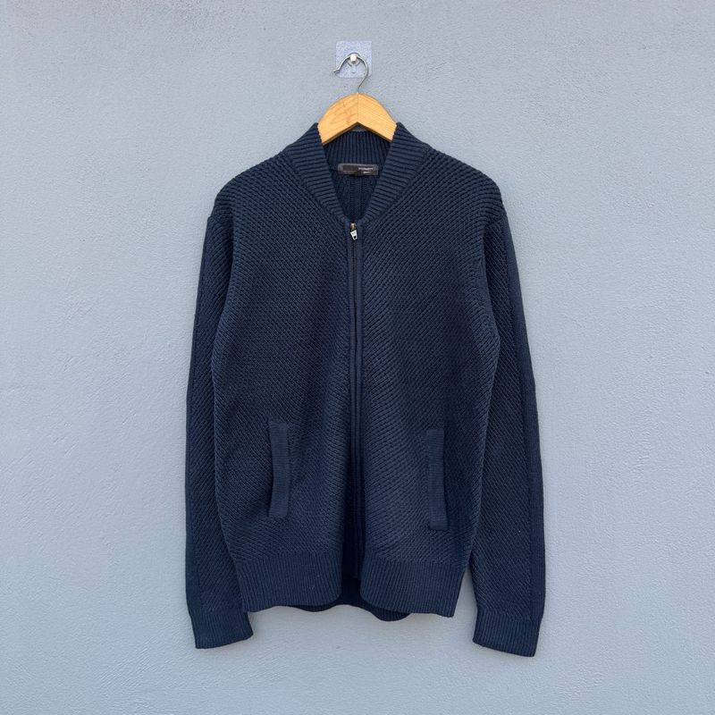 Navy Knit Zip Cardigan