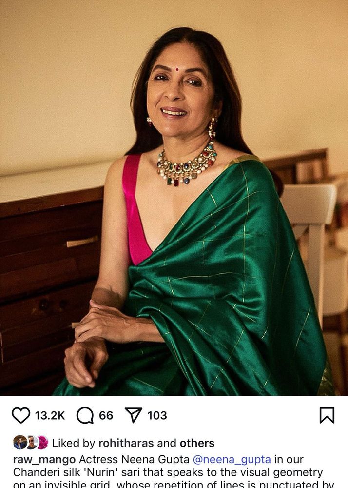 Raw mangoElegant Green chanderi Silk Saree