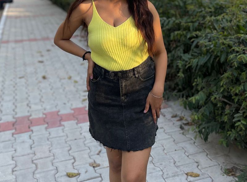 Black Denim Skirt