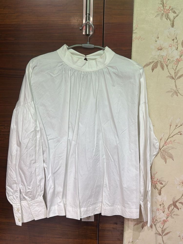 White Flowy Long Sleeve Top