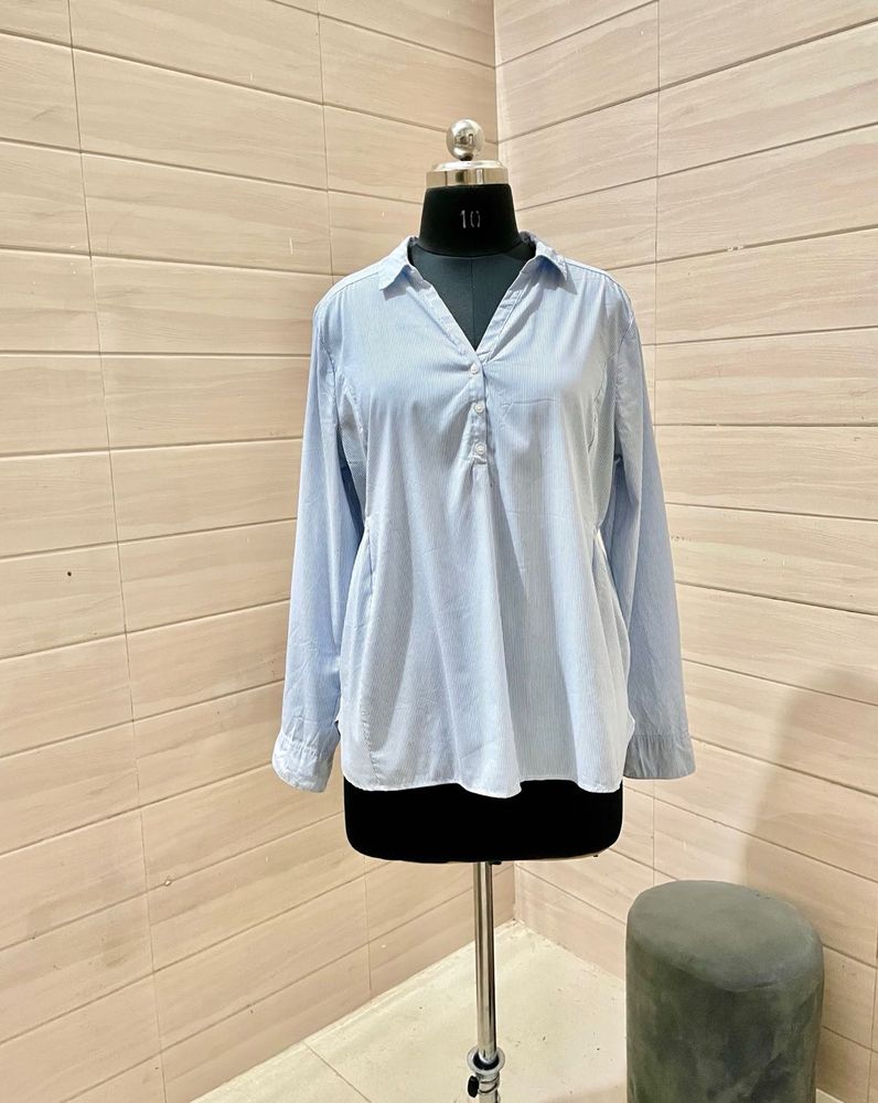 H&amp;M Striped Blue Shirt  Top